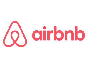 Logo of Airbnb, with individuals using bcard for digital business cards